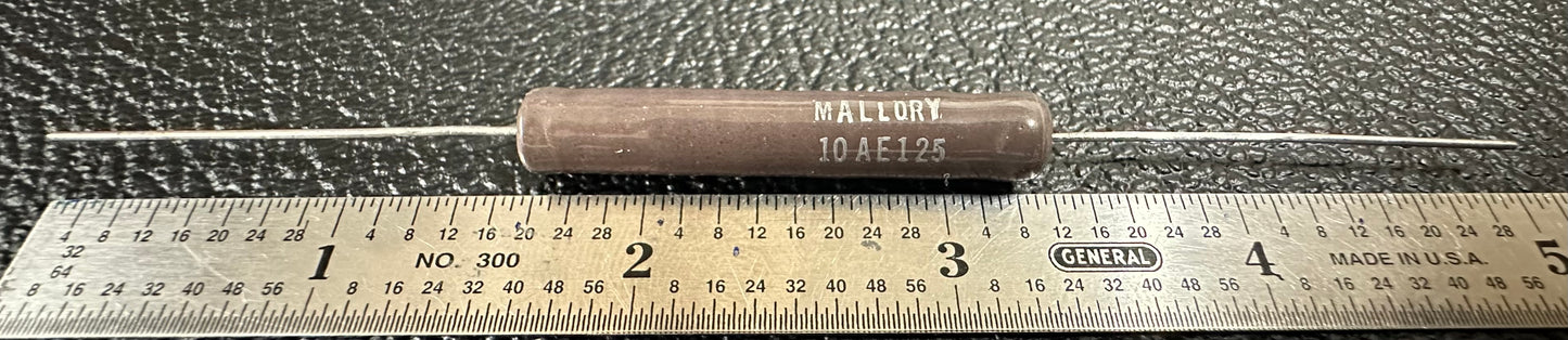 Mallory - Ohmite 125 Ohm 10W wire-wound resistor - 1960s