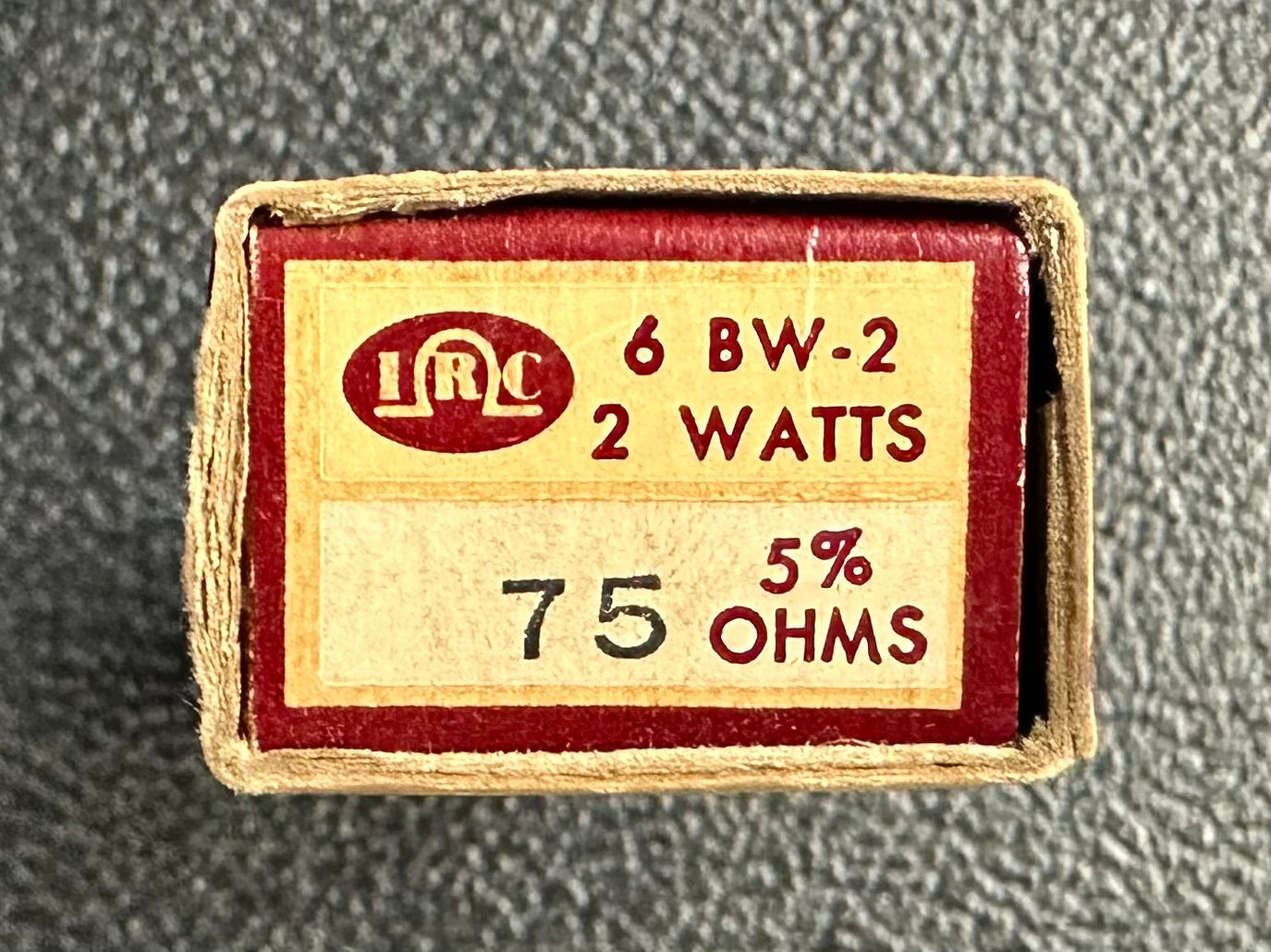 1940s IRC 75 OHM 2 Watt 5% Wire Wound resistors - box of 10 pieces - n.o.s.